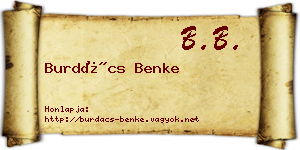 Burdács Benke névjegykártya